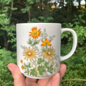 Vintage Japan Floral Print White Coffee Tea Mug Cup!